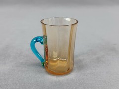 Legras Portieux George Sand Hand Blown Amber & Blue Optic Molded Cordial Glass C