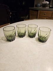 4 – Anchor Hocking Central Park Ivy Green Lowball Cocktail Glasses Tumblers 12oz