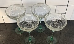 4 Vintage Cristal D’Arques-Durand Sombrero Margarita Glasses Green Glass 8×5 MCM