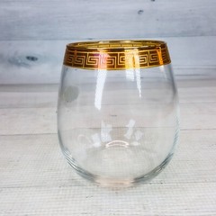 Cristalleria Gold Rimmed Border Stemless Wine Cocktail Glass Made in Italy