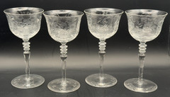 4 Libbey Rock Sharpe Fernwood Tall Champagne Sherbet Cocktail Glasses 5-7/8″