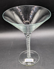 Toscany Martini Glass Set of 4 Hand Blown Twisted Braid Stem Romania 8 oz
