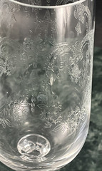 Import Associates Clear Etched Glass Cascade Champagne Flute Multifaceted Ball