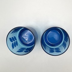 MCM J. WM Hale Cobalt Blue Leaf Lowball Cocktail Drink Glasses Set of 2