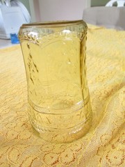 4 Vintage Amber Depression Glass Patrician 4.25″ Small Tumbers/Glasses