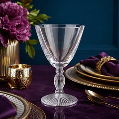 Mikasa Ginseng Crystal Water Goblet 6″ Clear Ribbed Stemware Replacement VTG