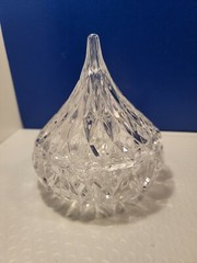 Hershey Kiss Shaped Covered Bowl Candy Trinket Dish Lid Clear Crystal Glass 