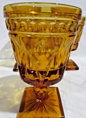 3 VTG AMBER COLONY PARK LANE GOBETS INDIANA GLASS 8ozs 5 1/4″» TALL