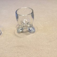 2 Vintage Footed Glasses Egg Cup- Drinking Glass 2.5”-6”.