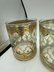 Vtg Culver Valencia Double Old Fashioned Glass w/24k Gold 4 1/4” Set Of 5 READ