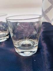 Vintage Libbey Etched Dbl Old Fashioned Whiskey Glasses Set/3 Atomic Starburst