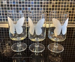 3 Neiman Marcus Butterfly Stems Pattern #NMG40 Gray Cut Frosted Butterfly