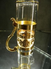 Vintage Russian Martini Cocktail Set Pitcher ~ Stirrer ~ 5 Handled Glasses