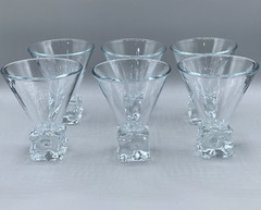 VTG Set 6 Melting Ice Cube Base Martini Glasses Barware Di Saronno Italy 4.75″H