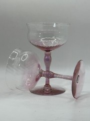 Pair Vintage Glass Purple Amethyst Cocktail Glasses MCM Retro Barware Kitchen