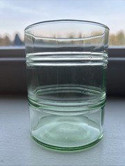 5 Martha Stewart Everyday Green Glass Ribbed Drinking Glasses Lowball 4” Tall