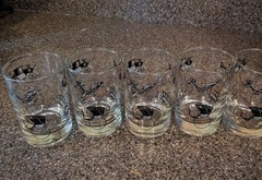 Vintage Libbey Horseless Carriage Juice Glasses — Set of 5 Mid Century Modern Ba