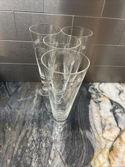 MCM Crystal Pilsner Glasses (4) Wheat Pattern Glasses Etched Beer, Wine, Mint