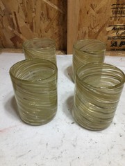 Set of 4 Mikasa Color Swirl Honey-Colored Double Glass Amber Gold 4.25″ 3.25″