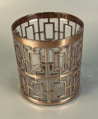 Imperial Glass Shoji Trellis 22K Gold 12oz. Double Old Fashion Glasses Set of 7