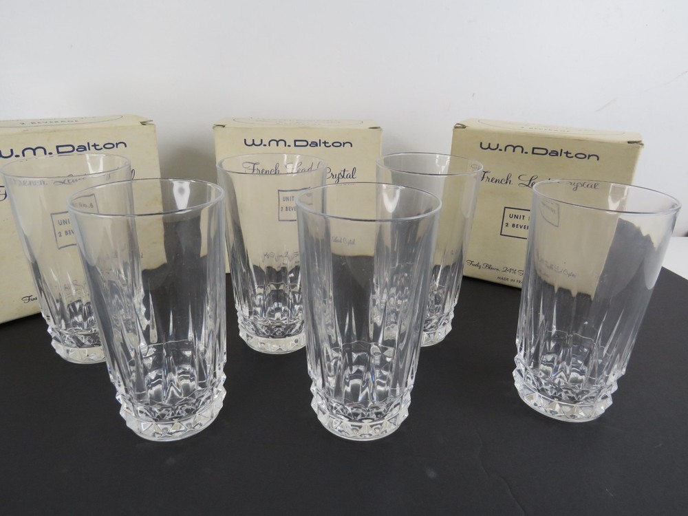 W.M. Dalton 24% No.6 French Lead Crystal Set Of 6 Beverage Glasses