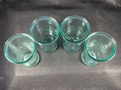 Vintage Italian Farmhouse Embossed Cow Glasses Set of 4 Aqua Green Made Italy