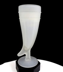 Tiara Glass Powder Horn Frosted Vintage 8 1/8″ Beer Glass 1980s Original Sticker
