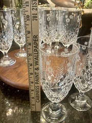 Godinger Shannon Crystal Wheat Goblets Set of 10 Etched Floral Cut Glass