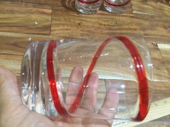 2 Retired PIER 1 SWIRLINE RED double old fashioned 14 OZ GLASS 4 3/4” MINT