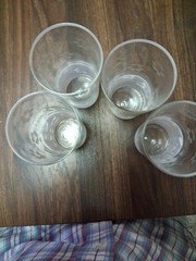 4 Glass Tumblers With Flower Etching