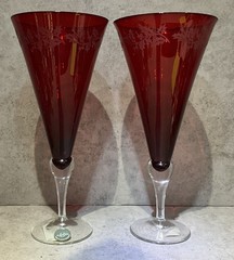 Lenox Ruby Red Etched Holiday Gems All Purpose Water Glasses