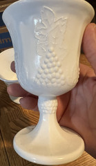 indiana glass colonyharvest grape white milk glass footed goblets (4) Free Ship