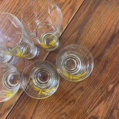 Vintage Autum Gold Wheat Decal Glasses. Lot Of 8