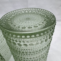 Set of 3 Jupiter Beaded Hobnail Light Green Highball Tumbler Drinking Glass