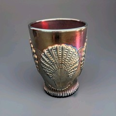 Vintage Dugan Amethyst Carnival Glass Beaded Shell Tumbler