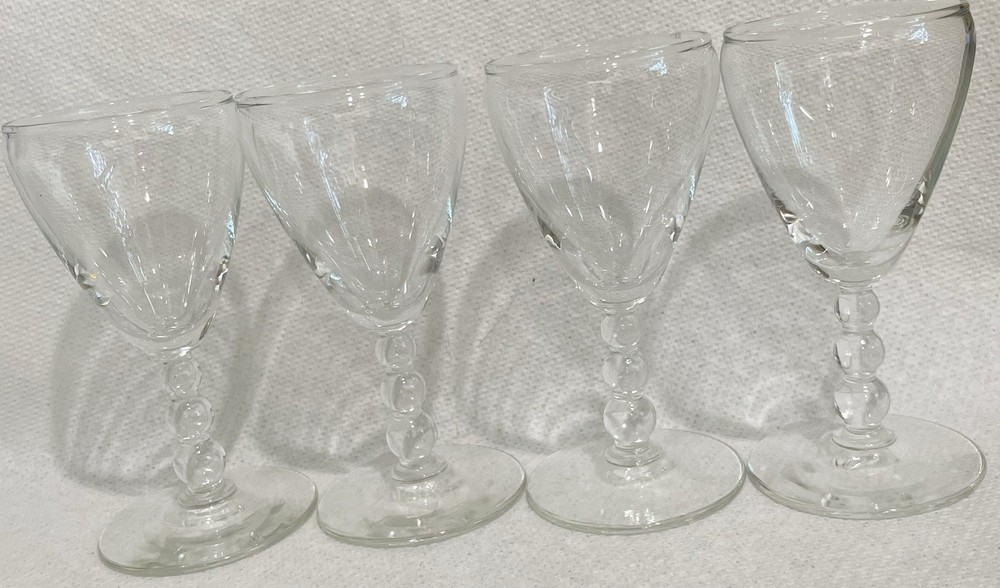 Vintage Libbey Knob Hill Candlestick Style Glass Goblet Ball Stem 4.75” Set 4