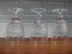 Set of 3 High Quality Cut Crystal Wine Glasses 5 3/4″H
