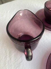 LE Smith Pressed Glass Amethyst (Purple) Coffee Cups And Creamer – 4 pcs