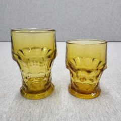 Vintage Viking Georgian Amber Anchor Hocking Honeycomb Drinking Glasses Tumblers