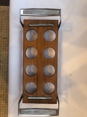 MidCentury Vintage Wood/Chrome Caddy With 8 Glasses