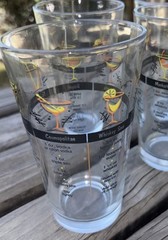 Libbey Barware Cocktail Mixed Drink Recipe Glass Bartender Ware Barware VTG 4 PC