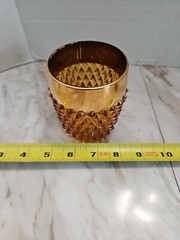 Vintage INDIANA GLASS AMBER DIAMOND POINT On The Rocks 24k Gold Band Replacement