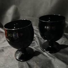 block crystal capers pattern 2 wine goblets 4 1/4 in