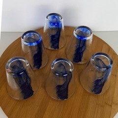Bormioli Rocco Murano Cobalt Blue Swirl Glass Tumblers Set 6 Made in Italy 4.5