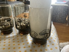 4 VTG Libbey Smoke Mushroom Pyro Bar Kitchen Drinking Glasses MCM Drink Ware EUC