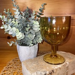 Vintage Amber Glass Footed Water Goblet Beer Beer Glass 6 Inch