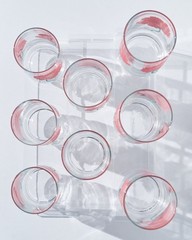 Vintage Mid C Indiana Glass Retro Coral Carnation 6″ Highball Glasses Set of 8