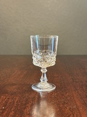 Clear Cut Pattern Glass Stemmed Goblet, Round Unisex Adult Drinking Glass