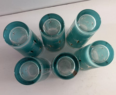 6 Bartlett Collins Atomic North Star Tall Tumblers Highball Glasses Starburst