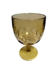 Bartlett Collins Glass 6.5″ Amber Gold Vintage Thumbprint Goblet Pre-Owned